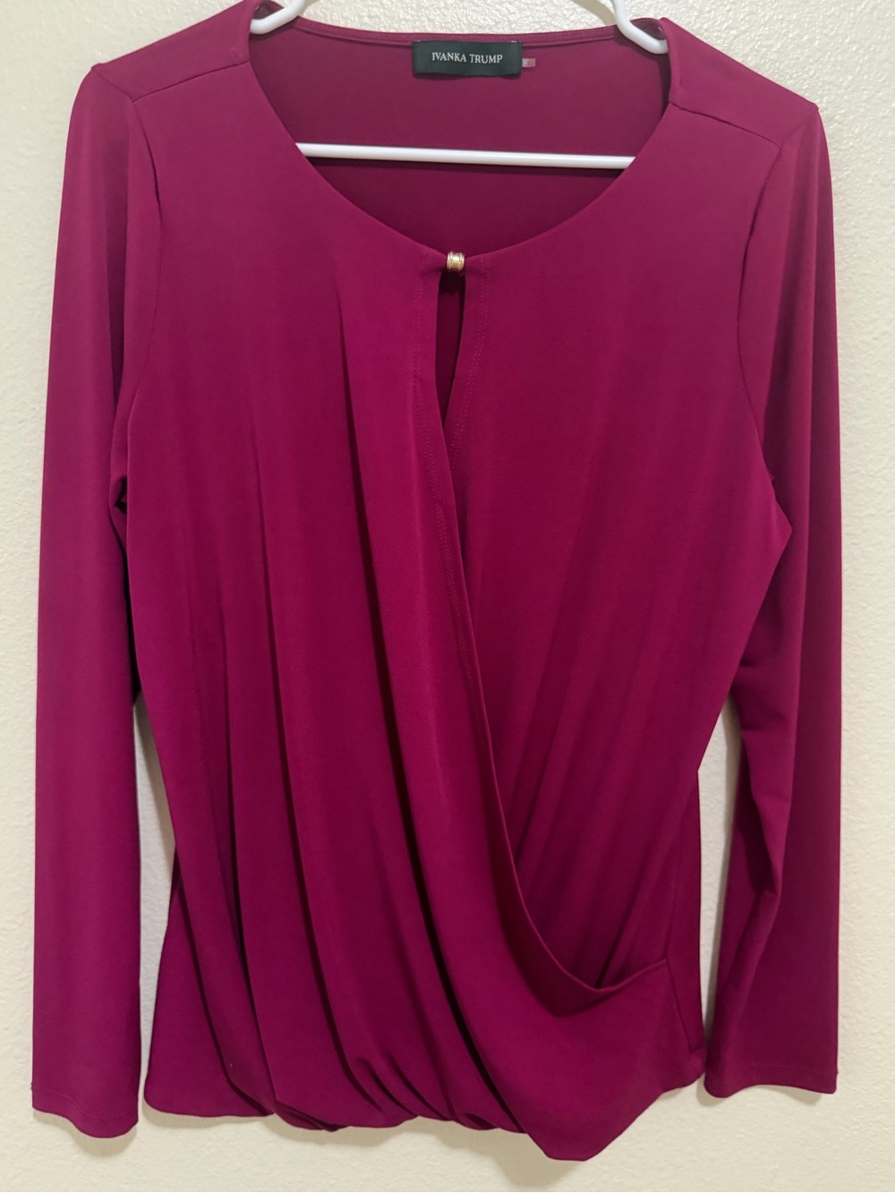 Ivanka Trump Deep Magenta Keyhole Top with Gold Accent - Picture 5 of 5